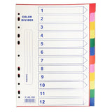 PVC 12 Colour Index Divider A4 - Obbo.SG