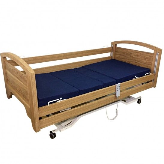 Lifeline Electric Wooden Hospital Bed with Mattress 1055 - Obbo.SG