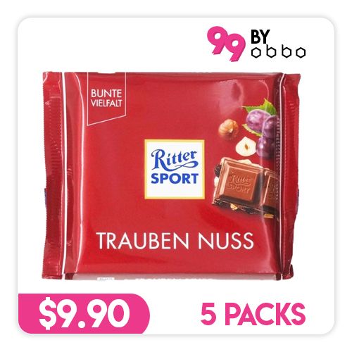 Ritter Sport Chocolate Raisins and Nuts - 5 Packs - Obbo.SG