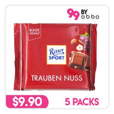 Ritter Sport Chocolate Raisins and Nuts - 5 Packs - Obbo.SG