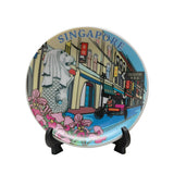 4 Ceramic Plate with Stand - Singapore Chinatown Shophouses - Obbo.SG