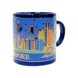 Mini Ceramic Blue 4oz Mug - Merlion/Buildings