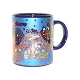 Ceramic Blue 10oz Mug - Merlion/Four Religion