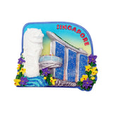 Glitter Polyresin Fridge Magnet -Merlion/MBS - Obbo.SG