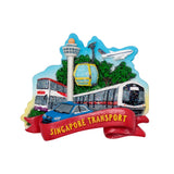 Glitter Polyresin Fridge Magnet - SG Transport - Obbo.SG