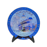 8 Blue Glass Plate with Stand - Merlion/MRT