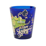 Cobalt Blue Shot Glass with Gold Foil - Singapore Map(Single)