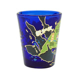 Cobalt Blue Shot Glass with Gold Foil - Singapore Map(Single) - Obbo.SG