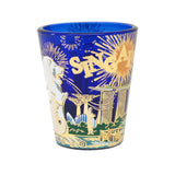Cobalt Blue Shot Glass with Gold Foil - Fireworks(Single)