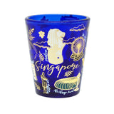 Cobalt Blue Shot Glass with Gold Foil - SG Icon(Single) - Obbo.SG