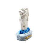 7 White Merlion Statue with Blue Wave Base - Obbo.SG