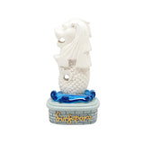 4 White Merlion Statue with Blue Wave Base - Obbo.SG