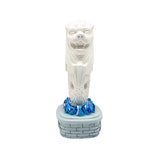 4 White Merlion Statue with Blue Wave Base - Obbo.SG
