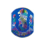 Rubberised Fridge Magnet - Merlion (Blue)