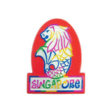 Rubberised Fridge Magnet - Merlion Spore (RED)