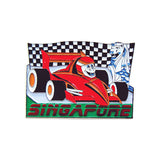Rubberised Fridge Magnet - Merlion Racer - Obbo.SG