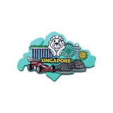 Rubberised Fridge Magnet - Green SG Map - Obbo.SG