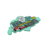 Rubberised Fridge Magnet - Green SG Map - Obbo.SG