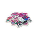 Rubberised Fridge Magnet - Lion City in Orchid - Obbo.SG