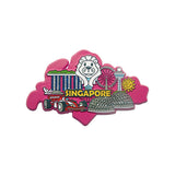 Rubberised Fridge Magnet - Pink SG Map