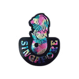 Rubberised Fridge Magnet - Merlion (Black) - Obbo.SG