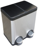 40 Litres (20L+20L) Stainless Steel Waste Segregation Foot Step-on Pedal Bin