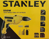 Stanley STEL141K 550W 10MM IMPACT DRILL WITH KIT Set