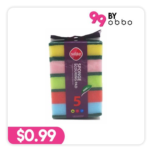 Sunday Sponge Scouring Pad - 5 pieces in a packet - Obbo.SG