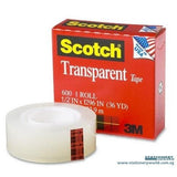 3M 600 Transparent Tape 12mm x 25M (1/2 Inch)
