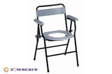ZOWA FOLDABLE STEEL COMMODE WITH BACKREST & BUCKET